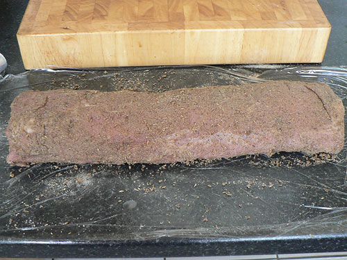 Lonzino rubbed with cure