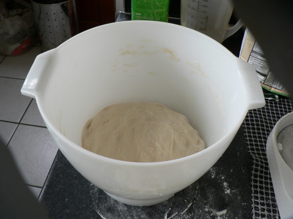A bowl of bread dough