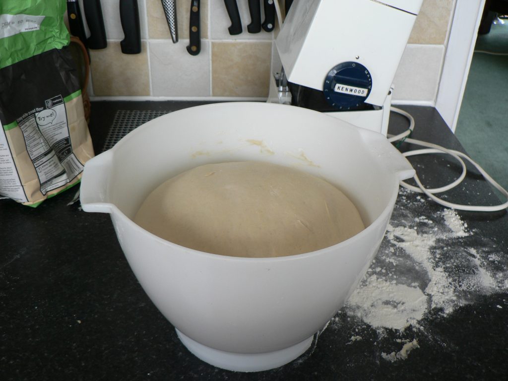 Risen bread dough.