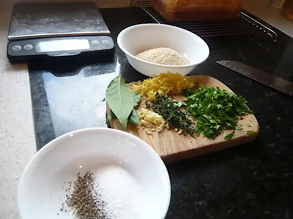 A picture of the ingredients used to make chicken sausage.